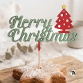 Drewniany Topper świąteczny Merry Christmas z choinką