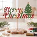 Topper  Merry Christmas z choinką drewniany