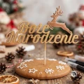 Drewniany Topper  Boże Narodzenie z reniferem