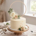 Topper na tort koło do kwiatów drewniany