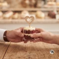 Drewniany mini Topper  Serce ażurowe proste na deserek