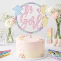Drewniany Topper na baby shower It s a Girl w kole