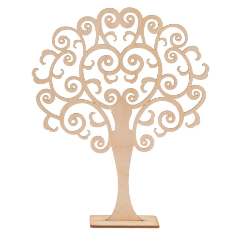 Wooden openwork jewelry tree stand