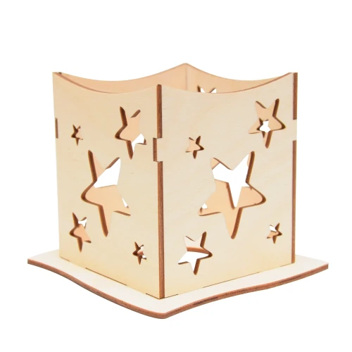 Plywood lantern with stars