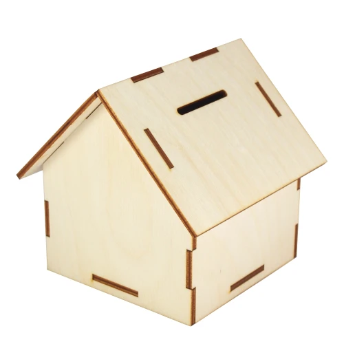 Wooden money box - house