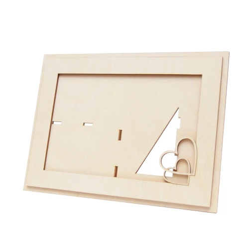 Wooden photo frame with hearts