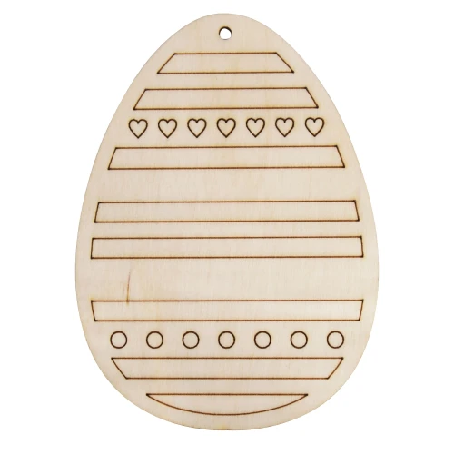 Wooden egg shaped Easter tag with pattern