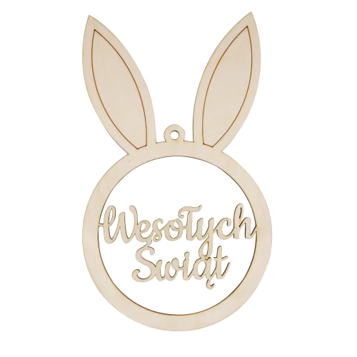 Wooden Easter rabbit tag - "Wesołych Świąt"