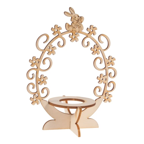 Wooden egg holder with rabbit