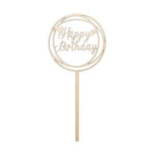 Wooden cake topper - "Happy Birthday"