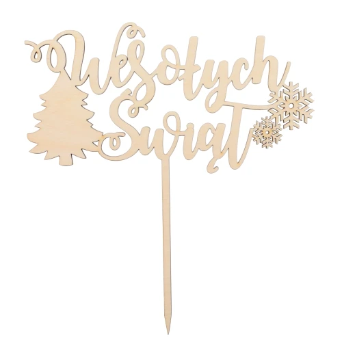 Wooden topper - "Wesołych Świąt"