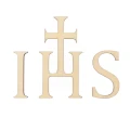 Drewniany napis dekoracyjny „IHS”