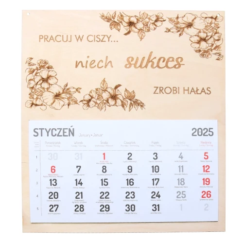 Wooden engraved one-part calendar 1