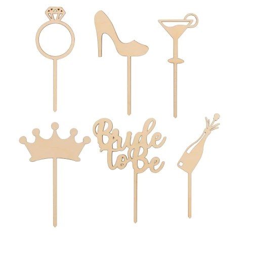 Wooden mini toppers for a bachelorette party