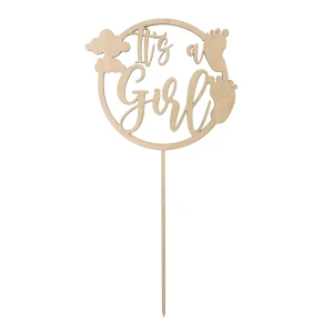 Wooden cake topper -" It's a Girl"
