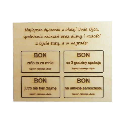 Wooden father's day gift voucher