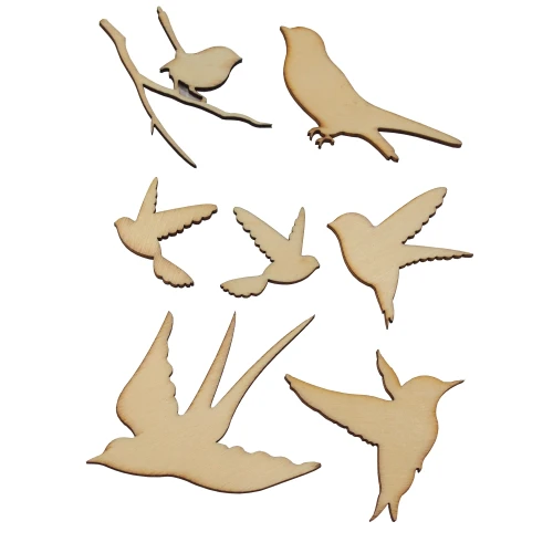 Wooden scraps set - birds for decoration