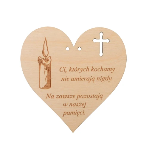 Wooden memorial candle tag - heart