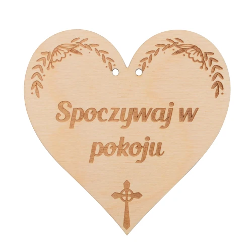 Wooden memorial candle tag - "Spoczywaj w pokoju"