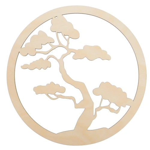 Wooden tree in a circle, bonsai - base of moss