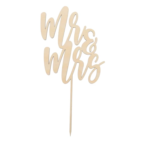 Mr & Mrs - napis z drewna na patyczku