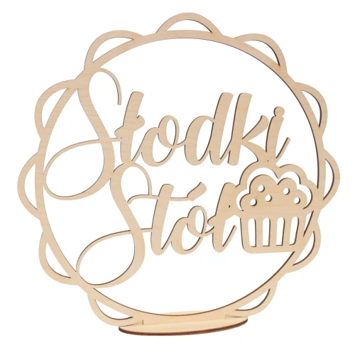 Wooden wreath on stand - "Słodki Stół"