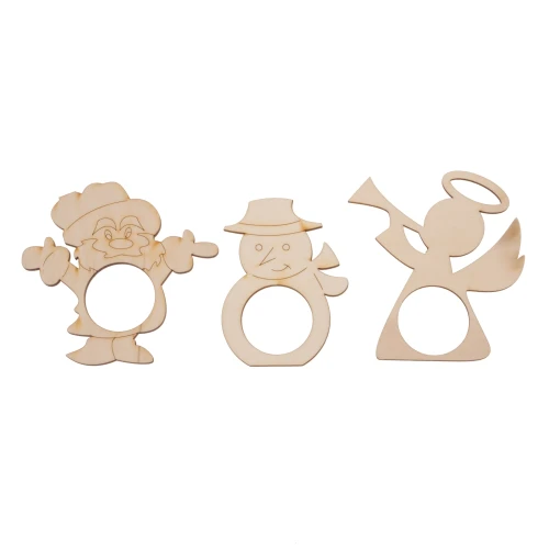 Wooden Christmas napkin rings set