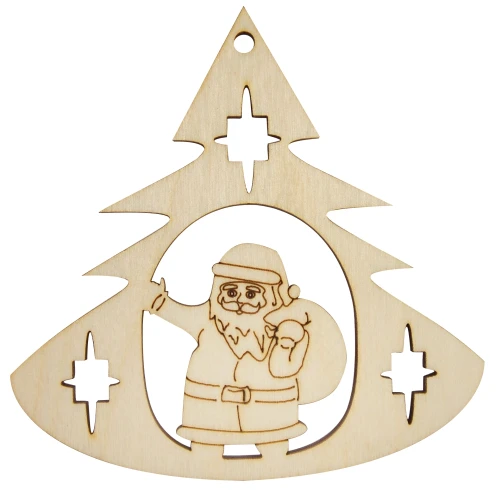 Wooden tag - Santa Claus in a Christmas tree