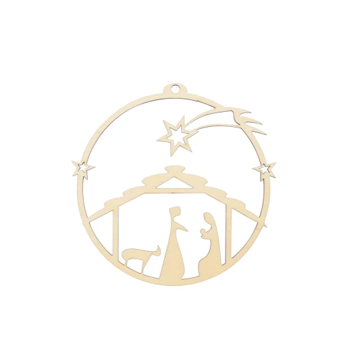 Wooden bauble - nativity scene