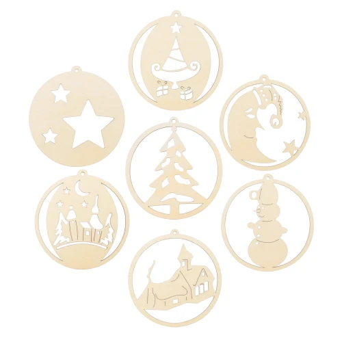 Wooden baubles for Christmas tree set