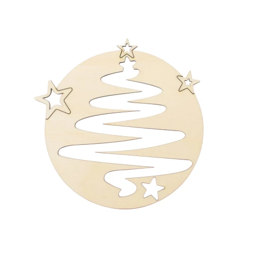 Wooden bauble with Christmas tree