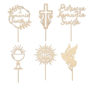 Wooden mini toppers for First Communion - set of 6 pcs.