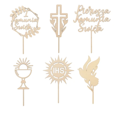 Wooden mini toppers for First Communion - set of 6 pcs.