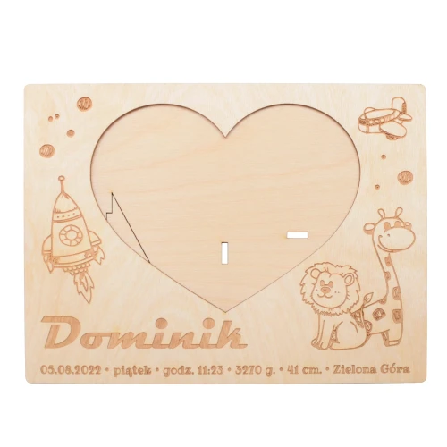 Wooden baby birth frame for boy
