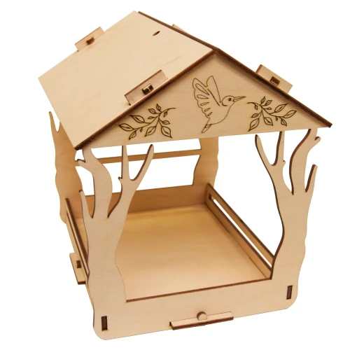 Wooden decorative bird feeder