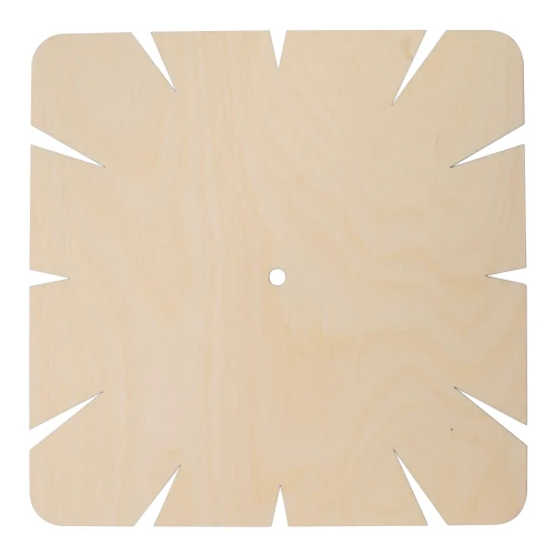 Wooden square clock with notches