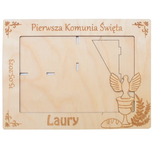 Ramka komunijna drewniana personalizowana