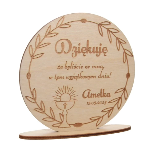 Drewniane podziękowanie personalizowane Komunia