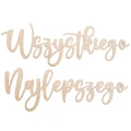 Drewniana duża girlanda z napisem Wszystkiego Najlepszego do dekoracji ściany.