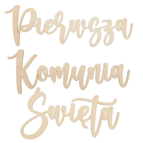 Girlanda drewniana napis Pierwsza Komunia Święta