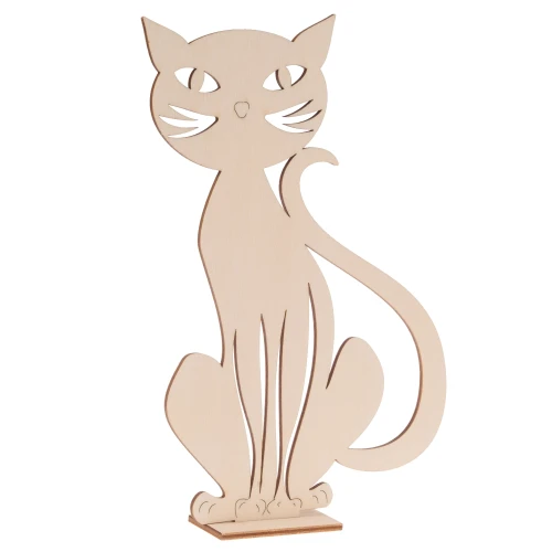 Wooden cat on stand