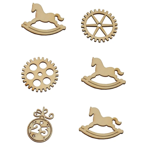 Wooden scraps set - horses and ornaments