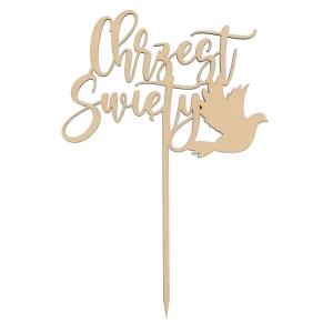 Wooden cake topper - "Chrzest Święty"