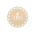 Drewniana dekoracja komunijna - hostia IHS