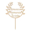 Drewniany Topper na komunię - wianek „Pierwsza komunia święta”
