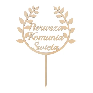 Wooden communion topper, wreath - "Pierwsza Komunia Święta"