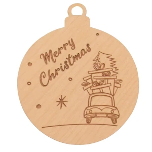 Wooden decorative bauble with a car