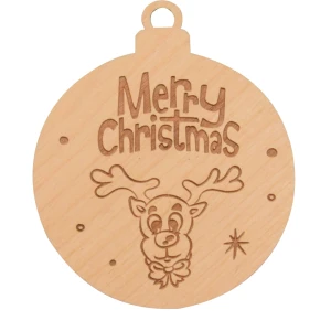 Wooden ornament with an engraved reindeer