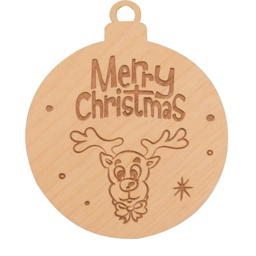 Wooden ornament with an engraved reindeer