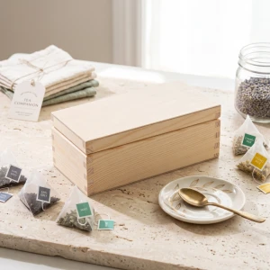 Small tea box with 3 compartments